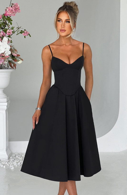 Vestido midi Mariella - Negro