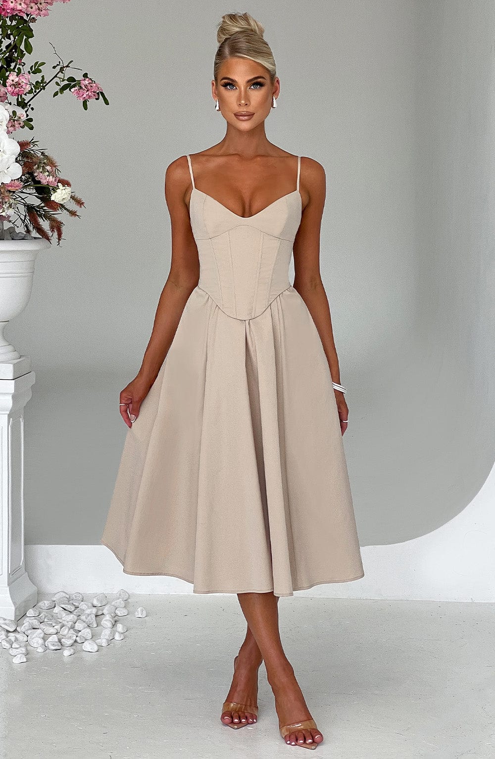 Mariella_Midi_Dress_Beige_Fiorefinesse