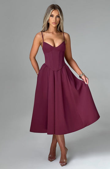 Mariella_Midi_Dress_Cherry_Lacquer_Fiorefinesse