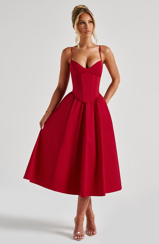 Mariella_Midi_Dress_Red_Fiorefinesse