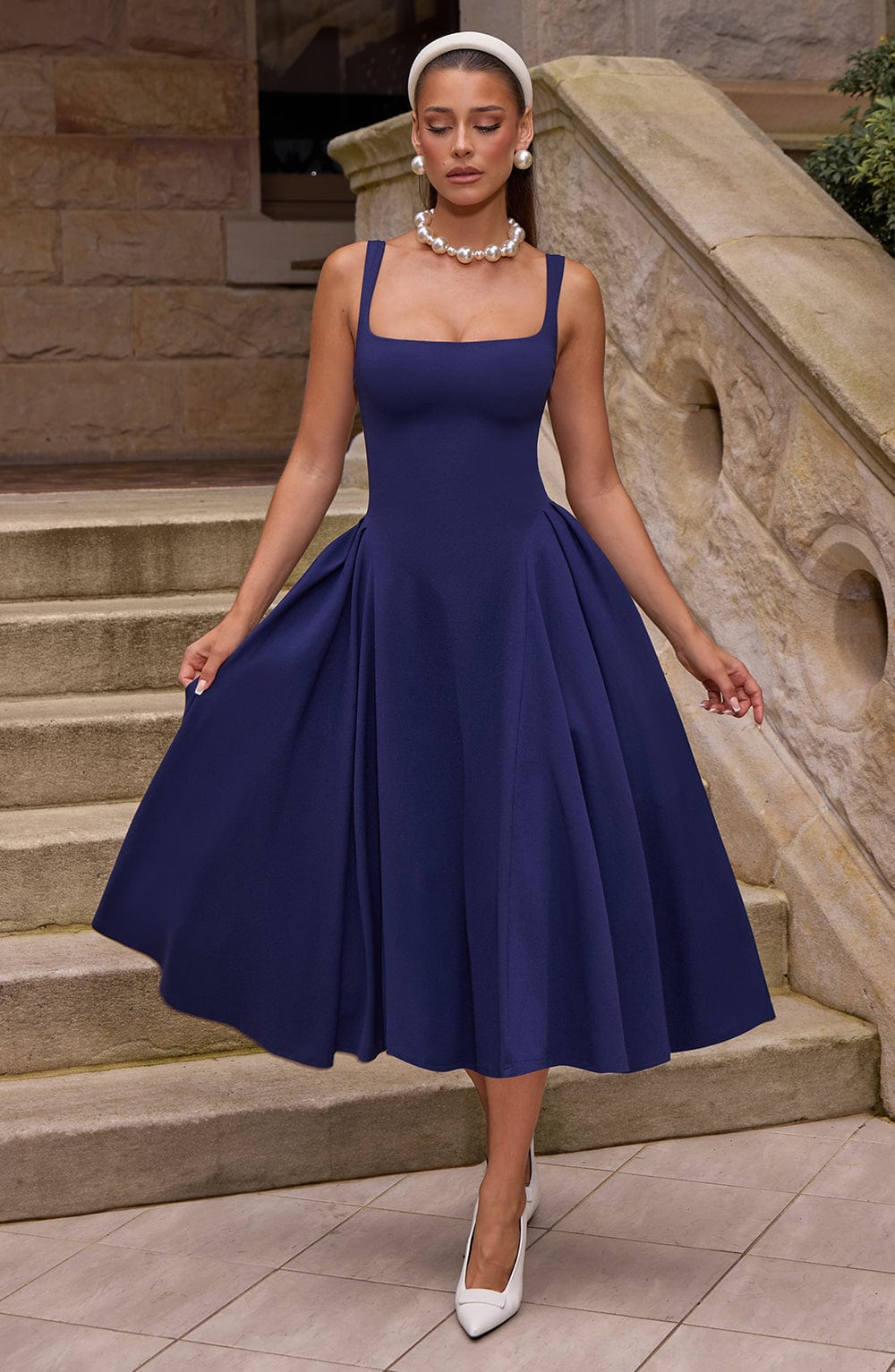 Betty Midi Dress - Navy